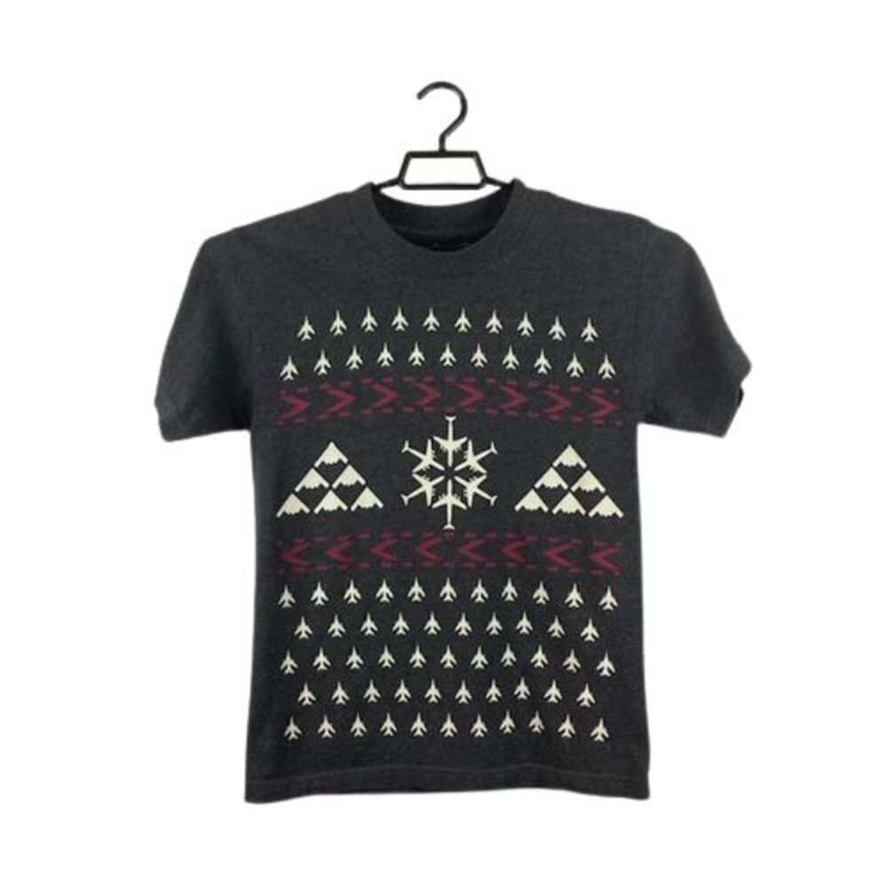Fly Society Mens Small Gray Planes Christmas Theme Short Sleeve T shirt